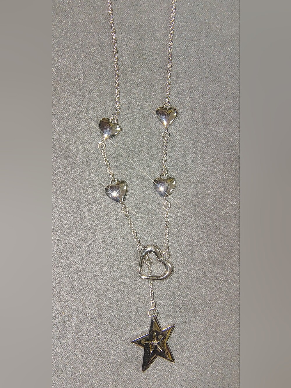 Granddaughter Sterling Silver Heart & Stars Necklace Bradford Exchange.